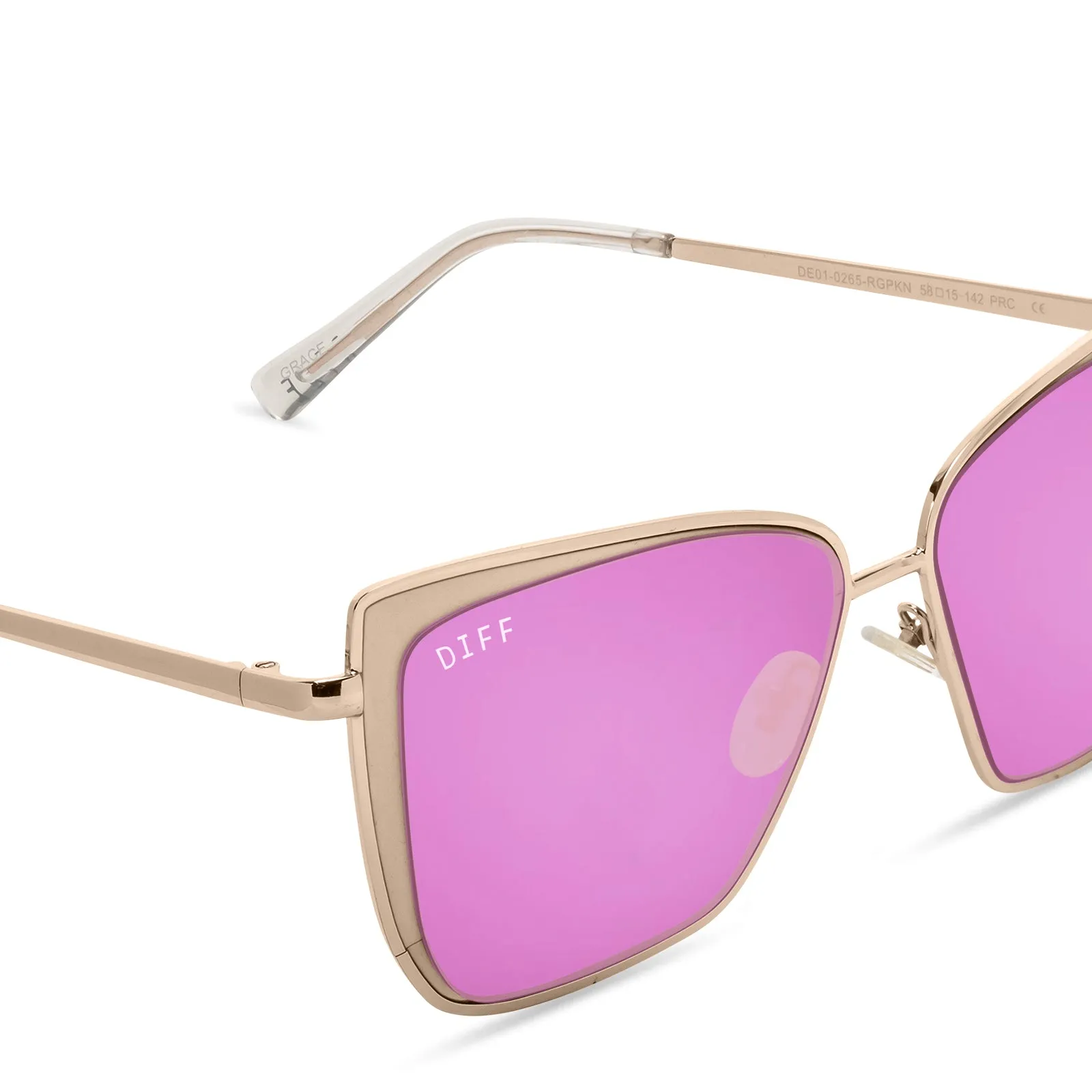 GRACE - ROSE GOLD   PINK MIRROR SUNGLASSES