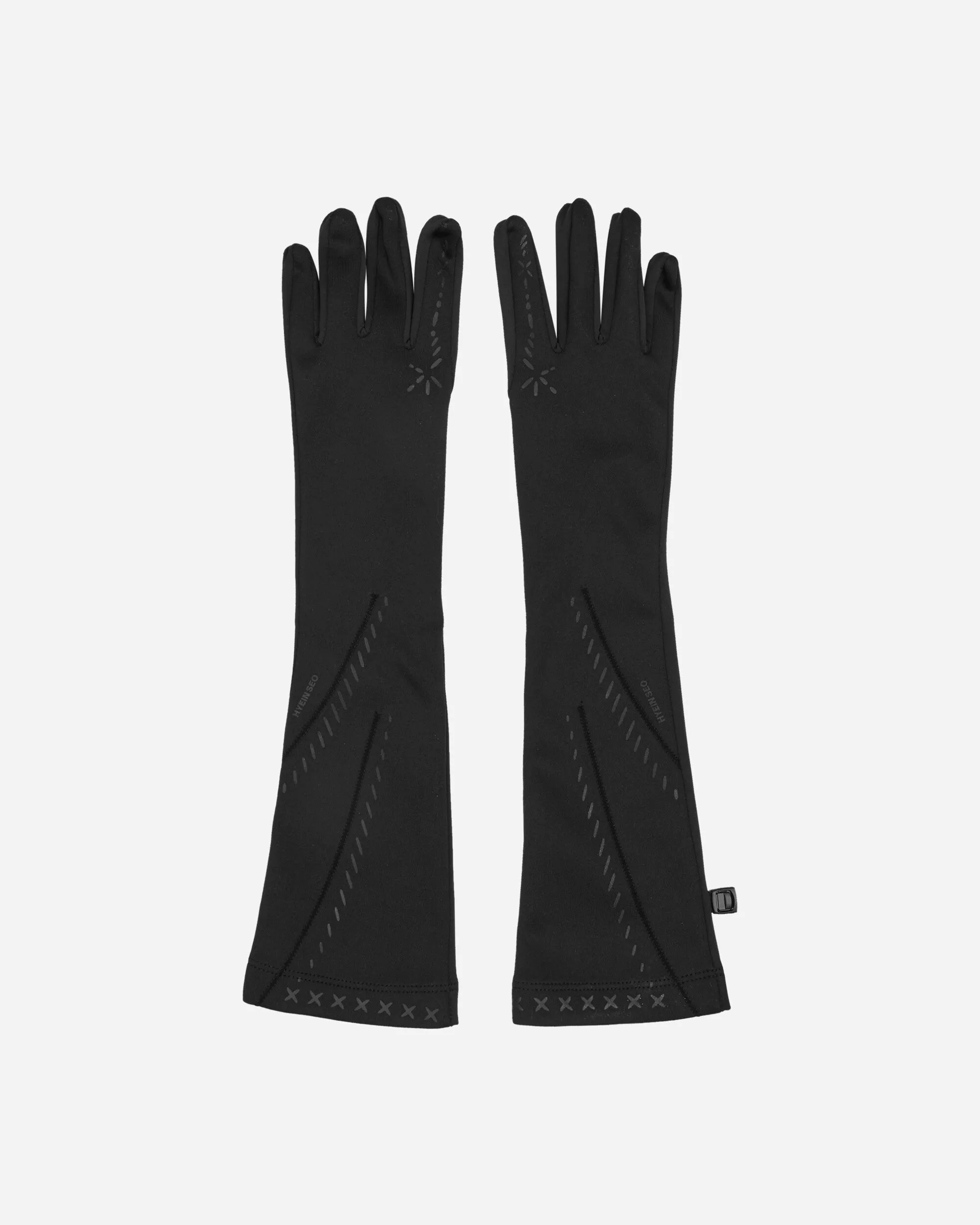 Graphic Long Gloves Black