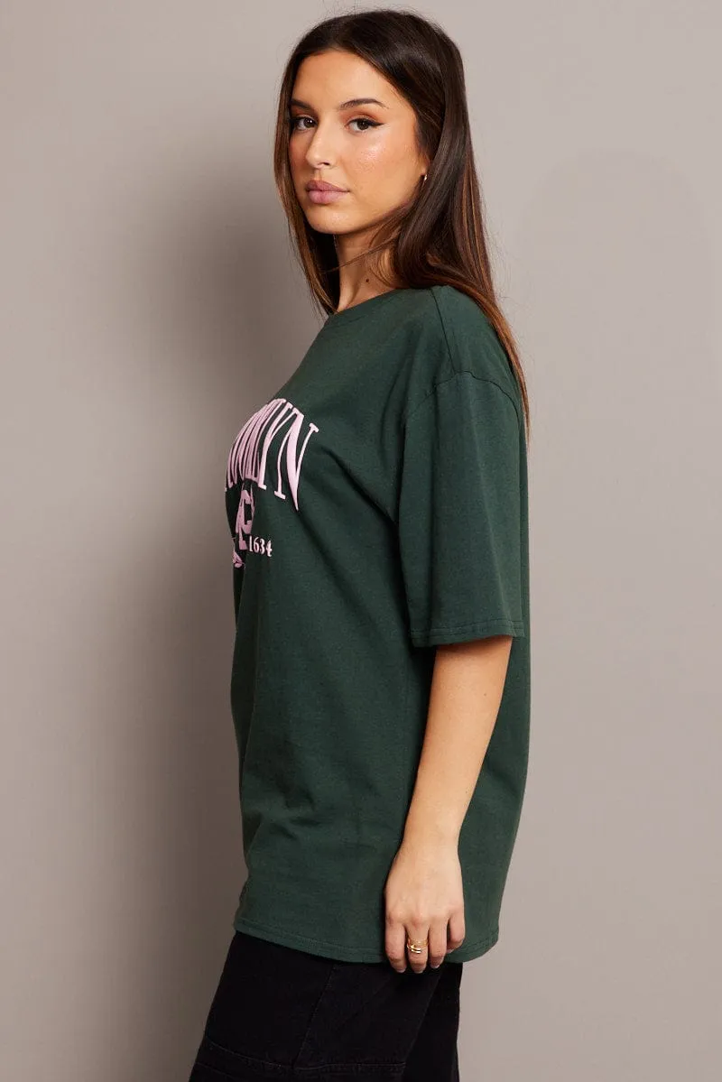 Green Graphic Tee Short Sleeve
