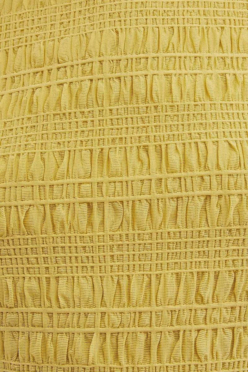 Green Mesh T-Shirt Gathered Texture Detail Short Sleeve