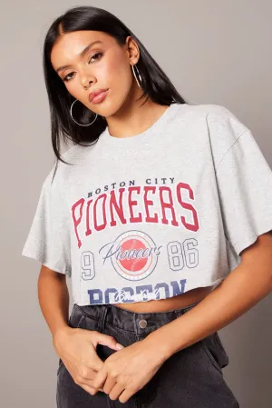 Grey Graphic Tee Short Sleeve