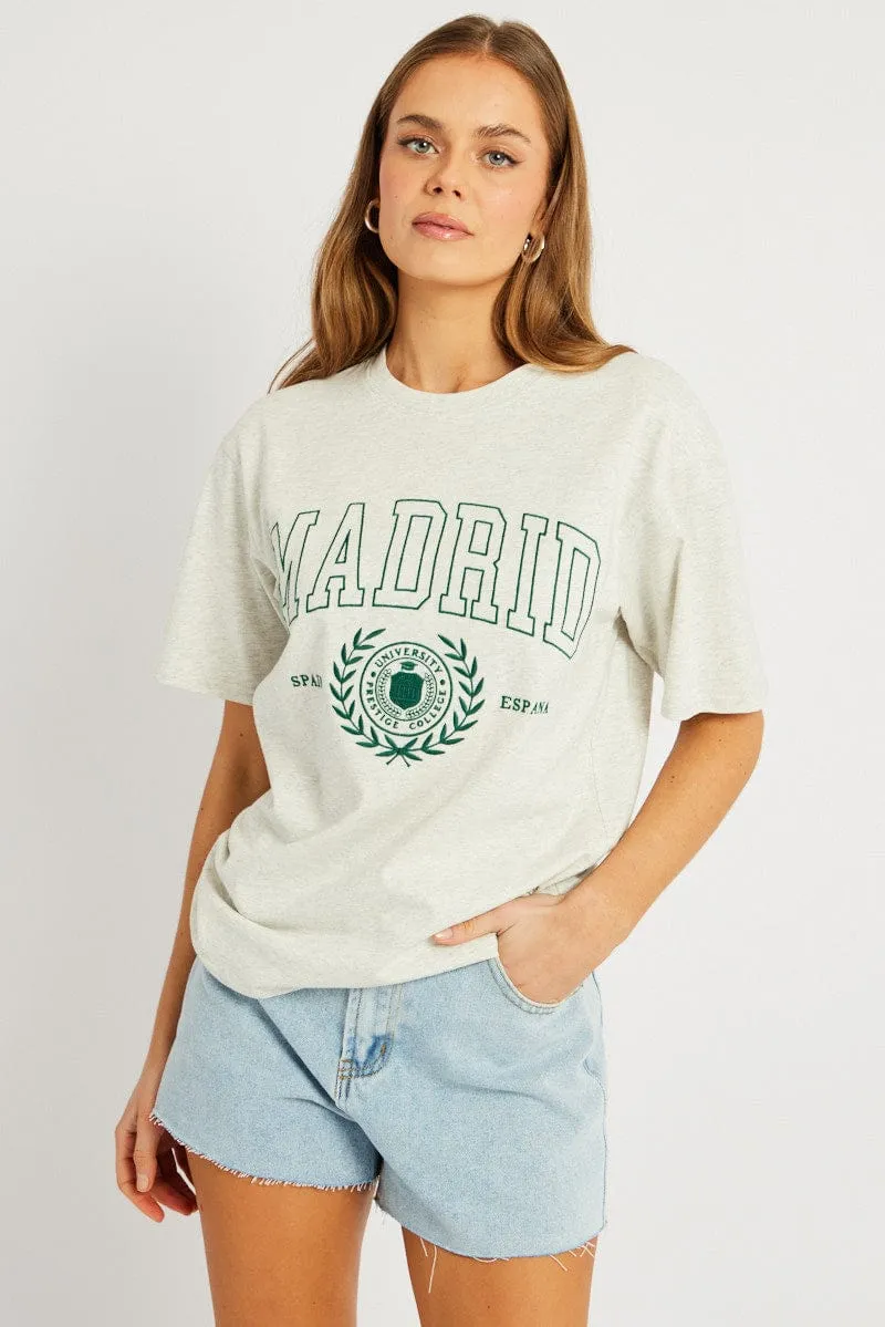 Grey Graphic Tee Short Sleeve