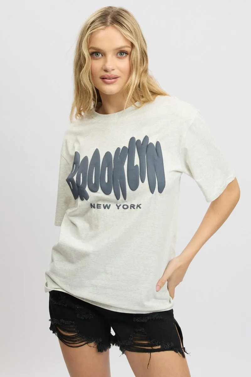 Grey Graphic Tee Short Sleeve