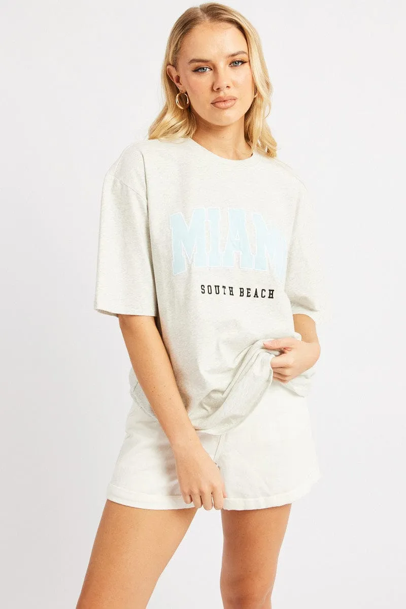 Grey Graphic Tee Short Sleeve