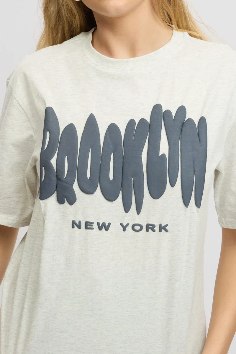 Grey Graphic Tee Short Sleeve