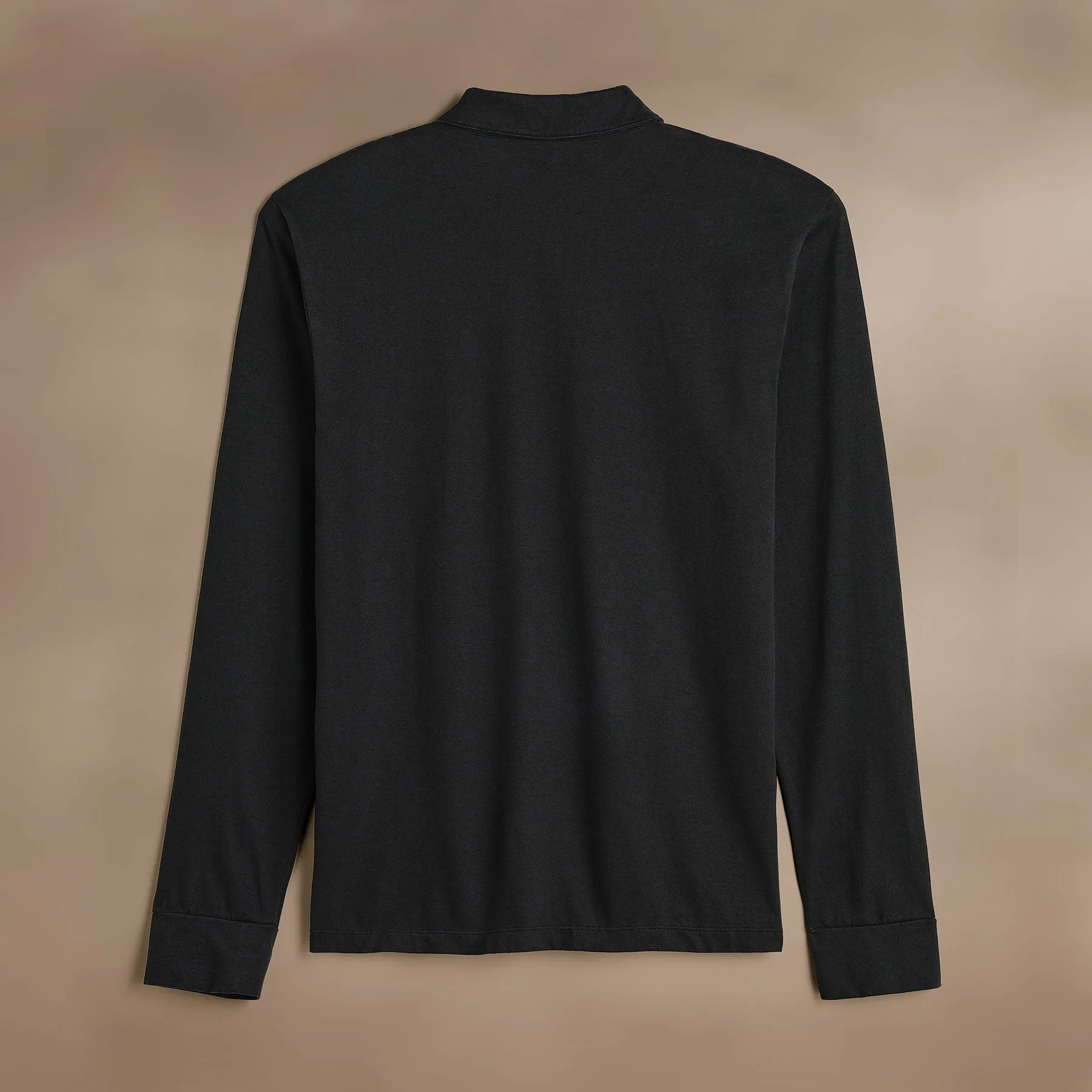 Heavy Luxe Jersey Long Sleeve Polo - Black