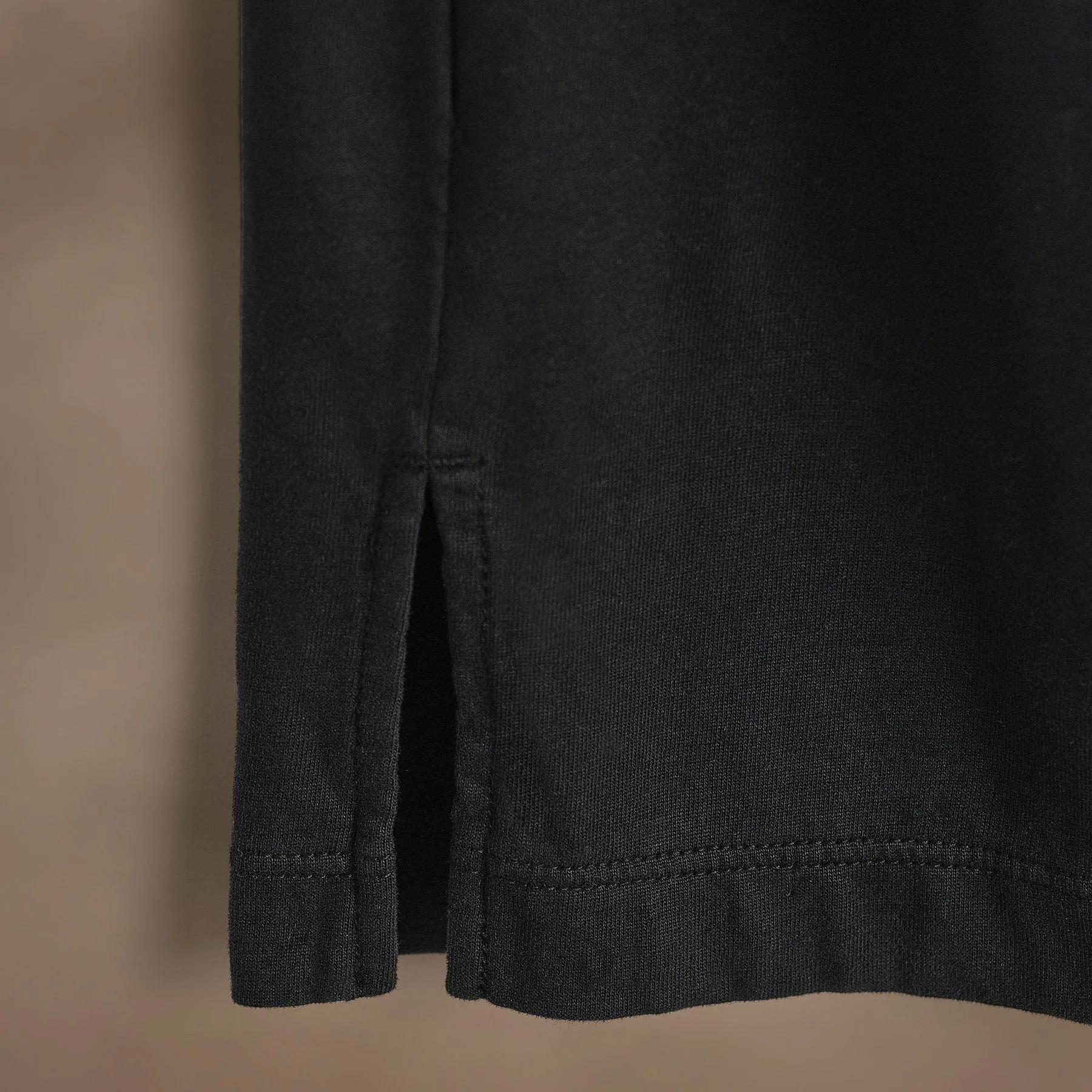 Heavy Luxe Jersey Long Sleeve Polo - Black