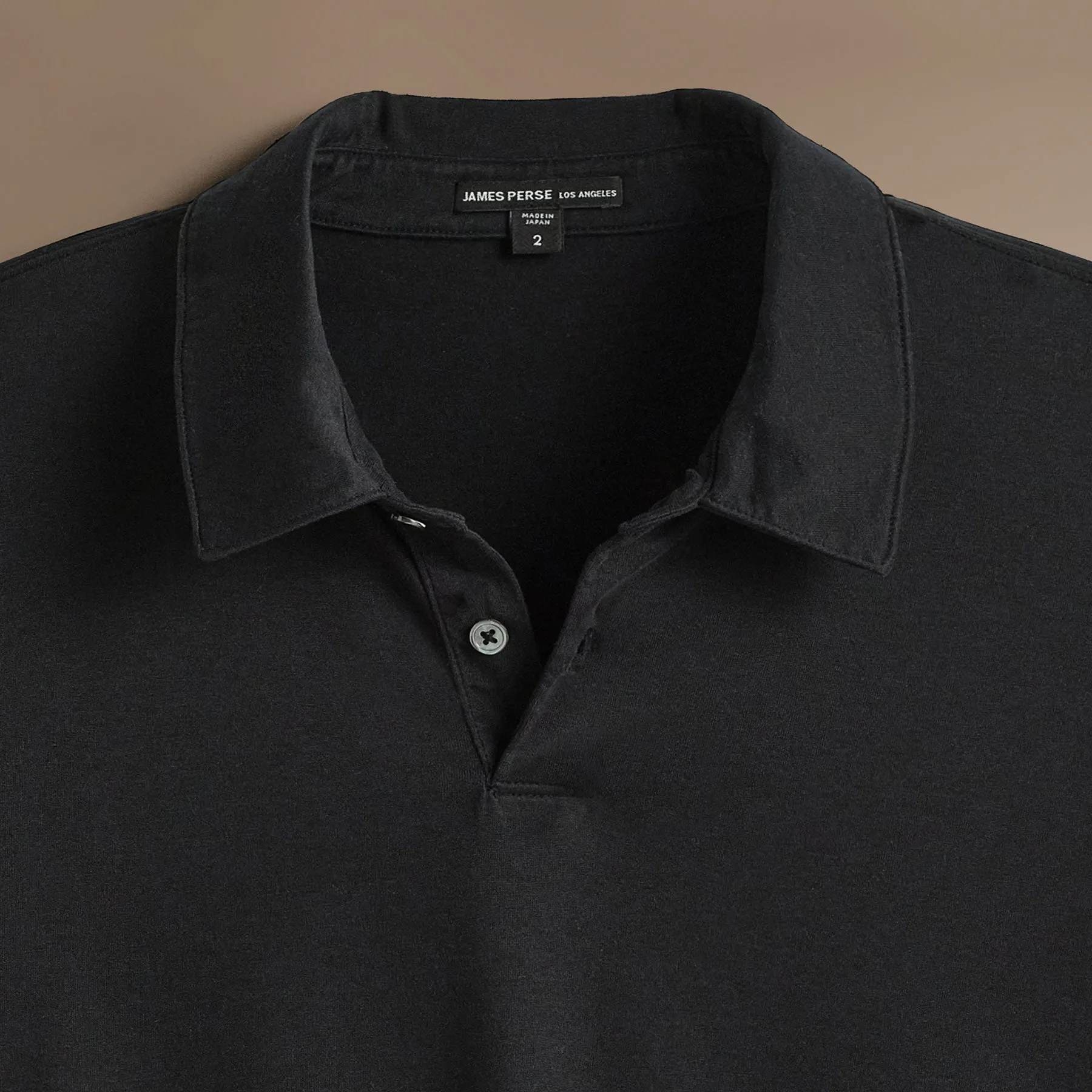 Heavy Luxe Jersey Long Sleeve Polo - Black