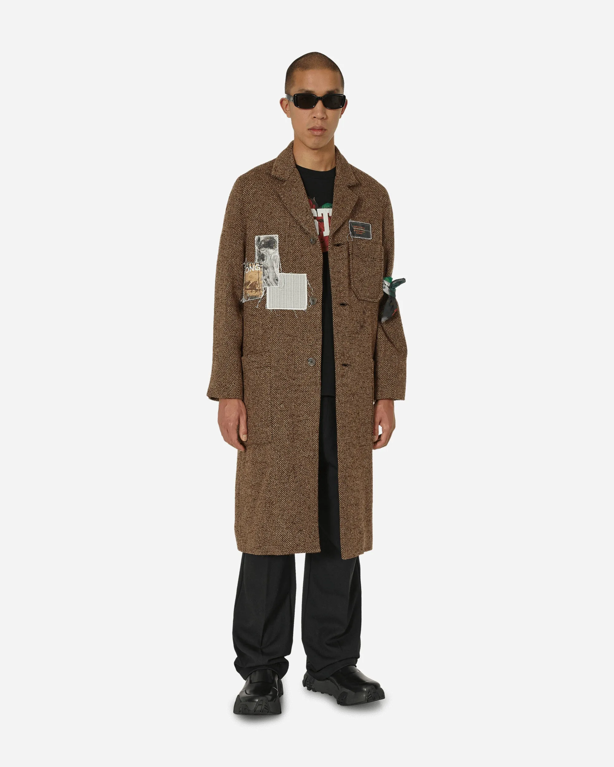 High Lapel Raglan Coat Brown