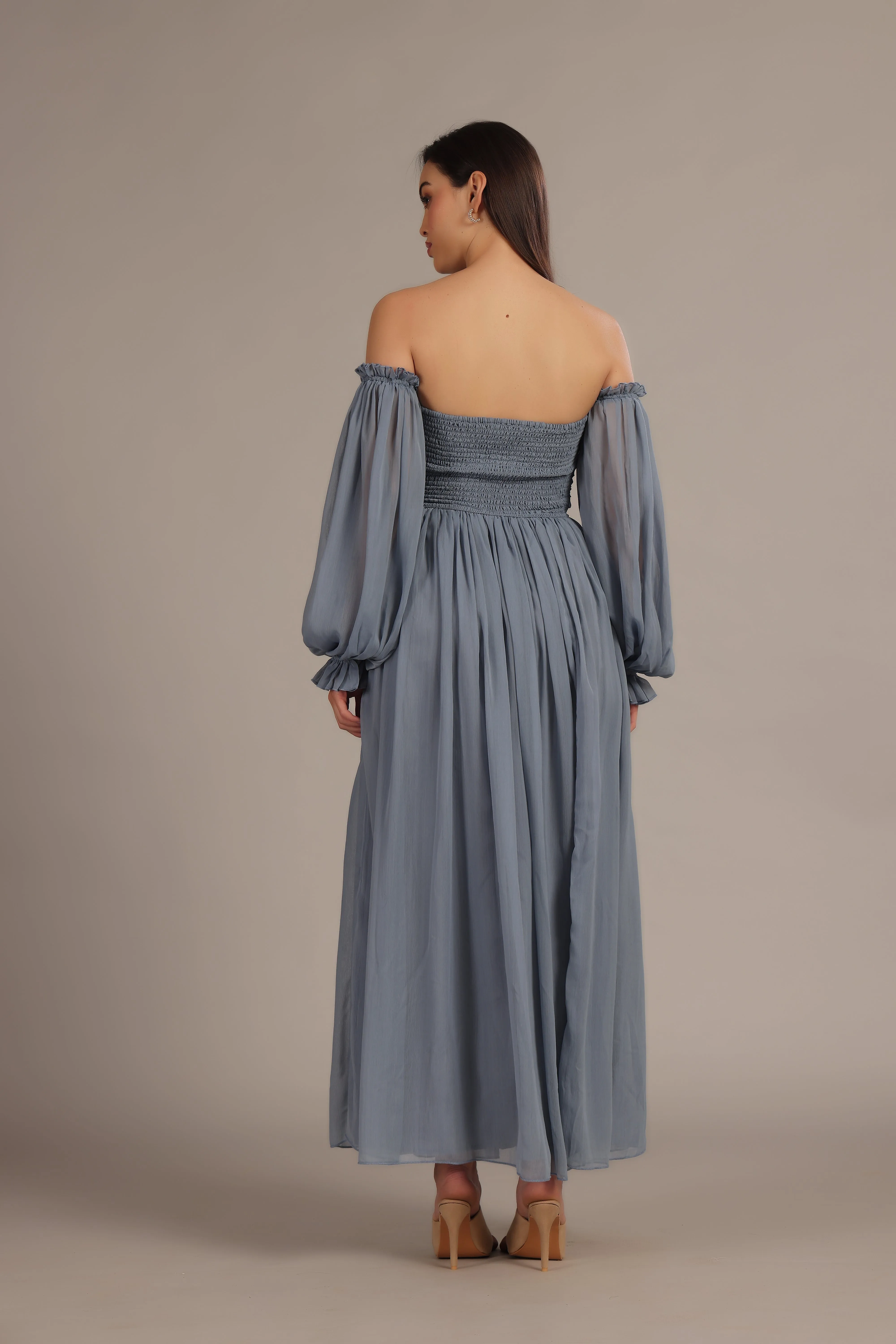 Lana Chiffon Maxi Dress in Dusty Blue