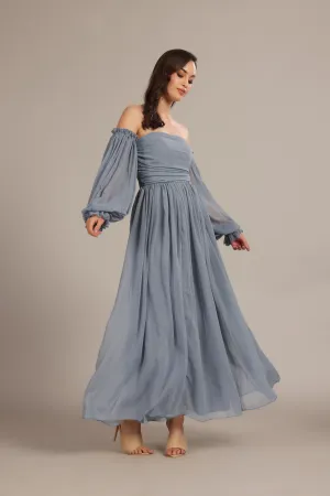 Lana Chiffon Maxi Dress in Dusty Blue