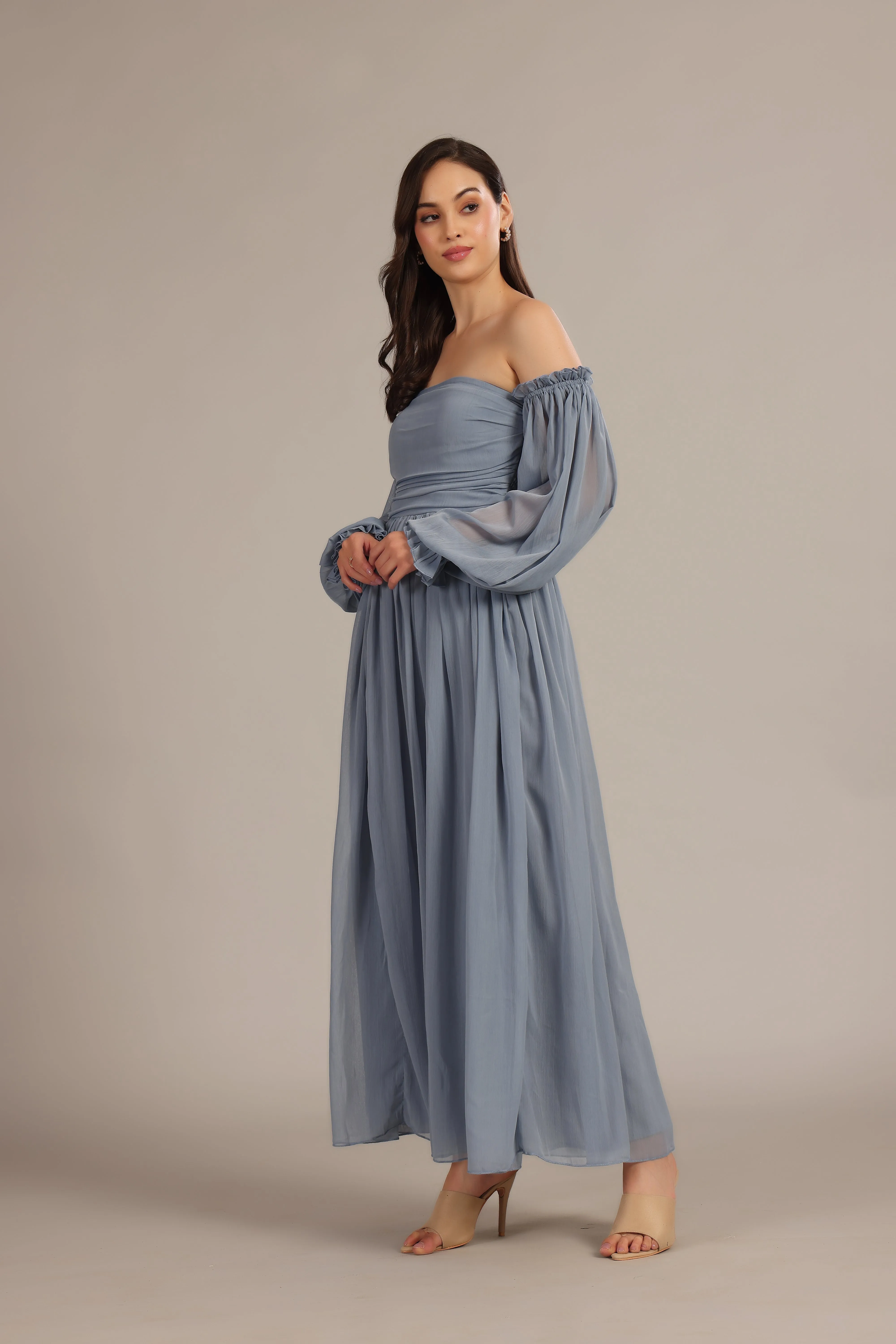 Lana Chiffon Maxi Dress in Dusty Blue