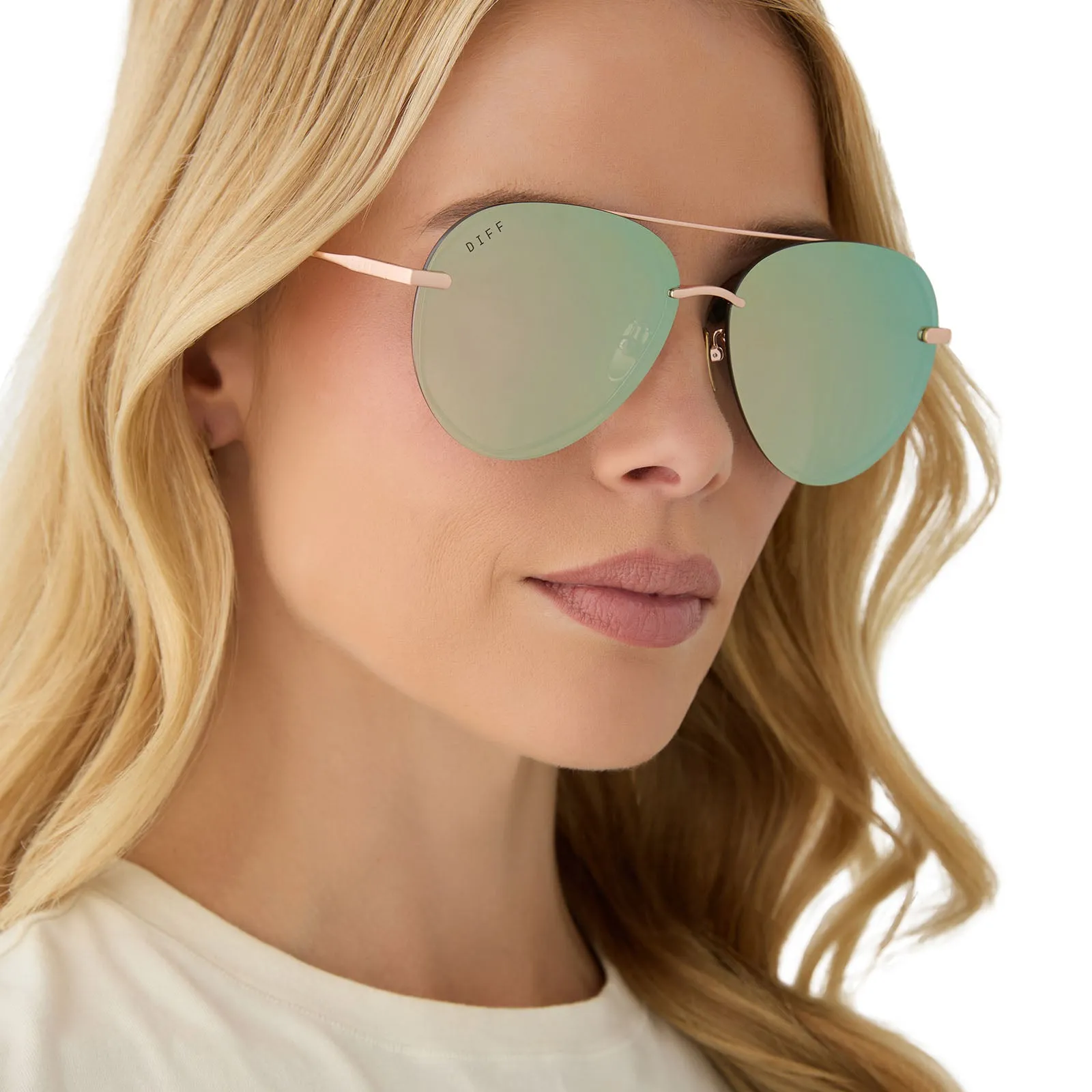 LENOX - BRUSHED CHAMPAGNE   COOL MATCHA MIRROR   POLARIZED SUNGLASSES