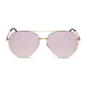 LENOX - BRUSHED GOLD   CHERRY BLOSSOM MIRROR SUNGLASSES