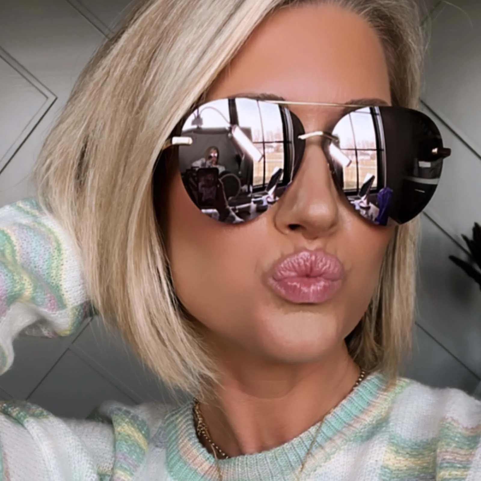 LENOX - BRUSHED GOLD   CHERRY BLOSSOM MIRROR SUNGLASSES