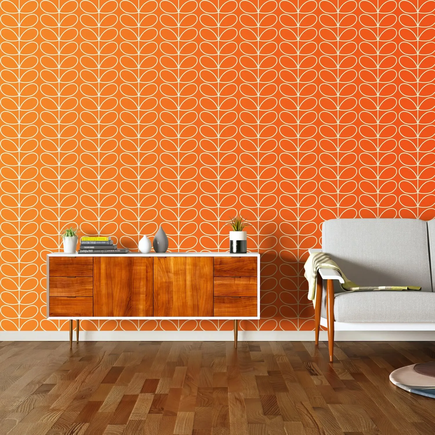 Linear Stem Tomato Wallpaper - 52cm x 10m