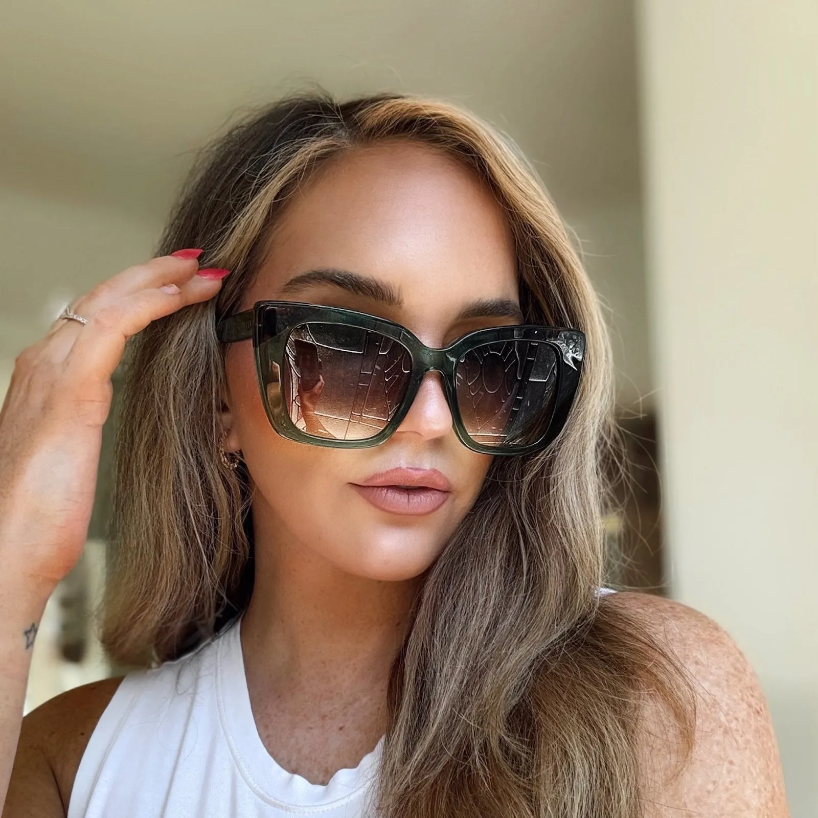 LIZZY - SAGE CRYSTAL   G15 GRADIENT SUNGLASSES