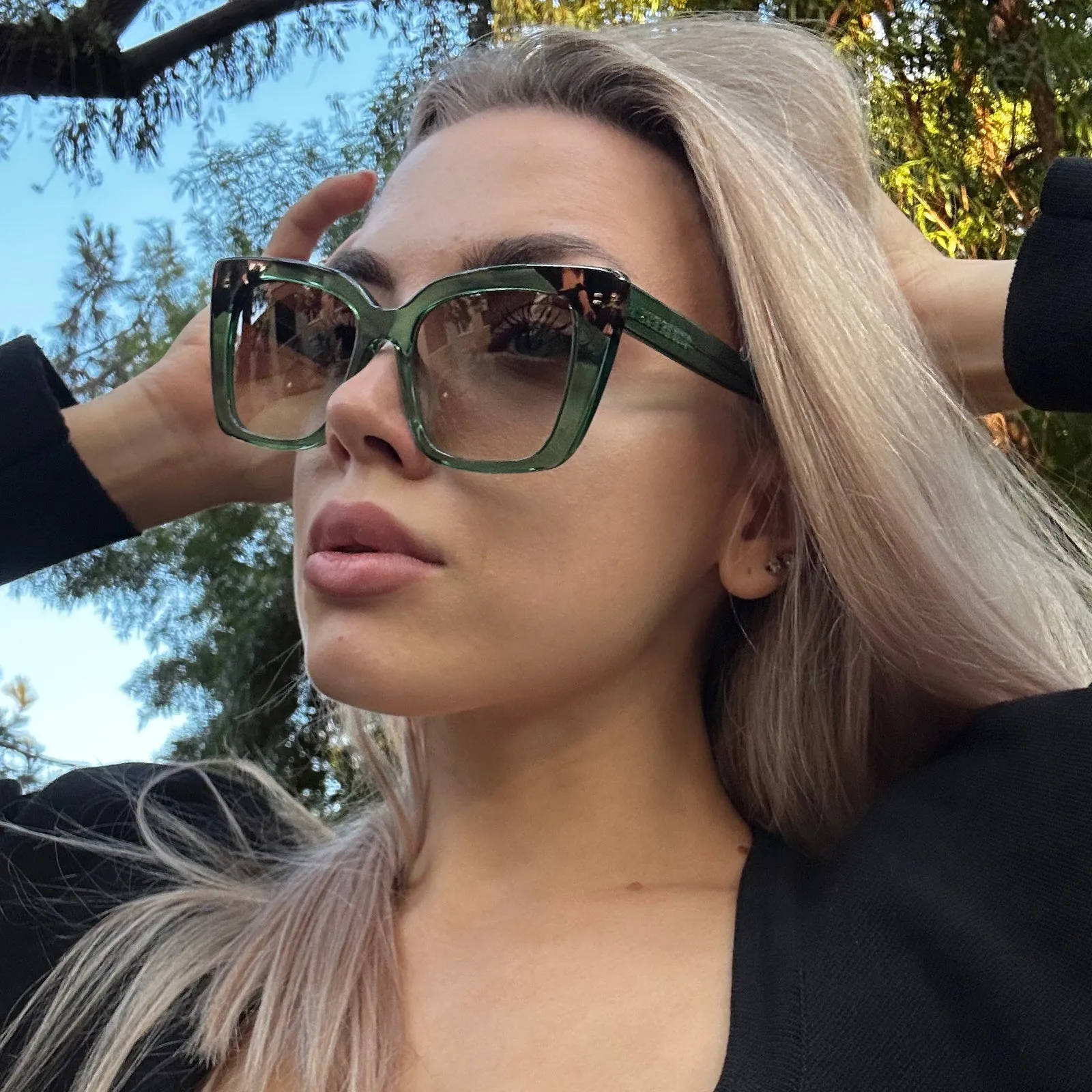 LIZZY - SAGE CRYSTAL   G15 GRADIENT SUNGLASSES