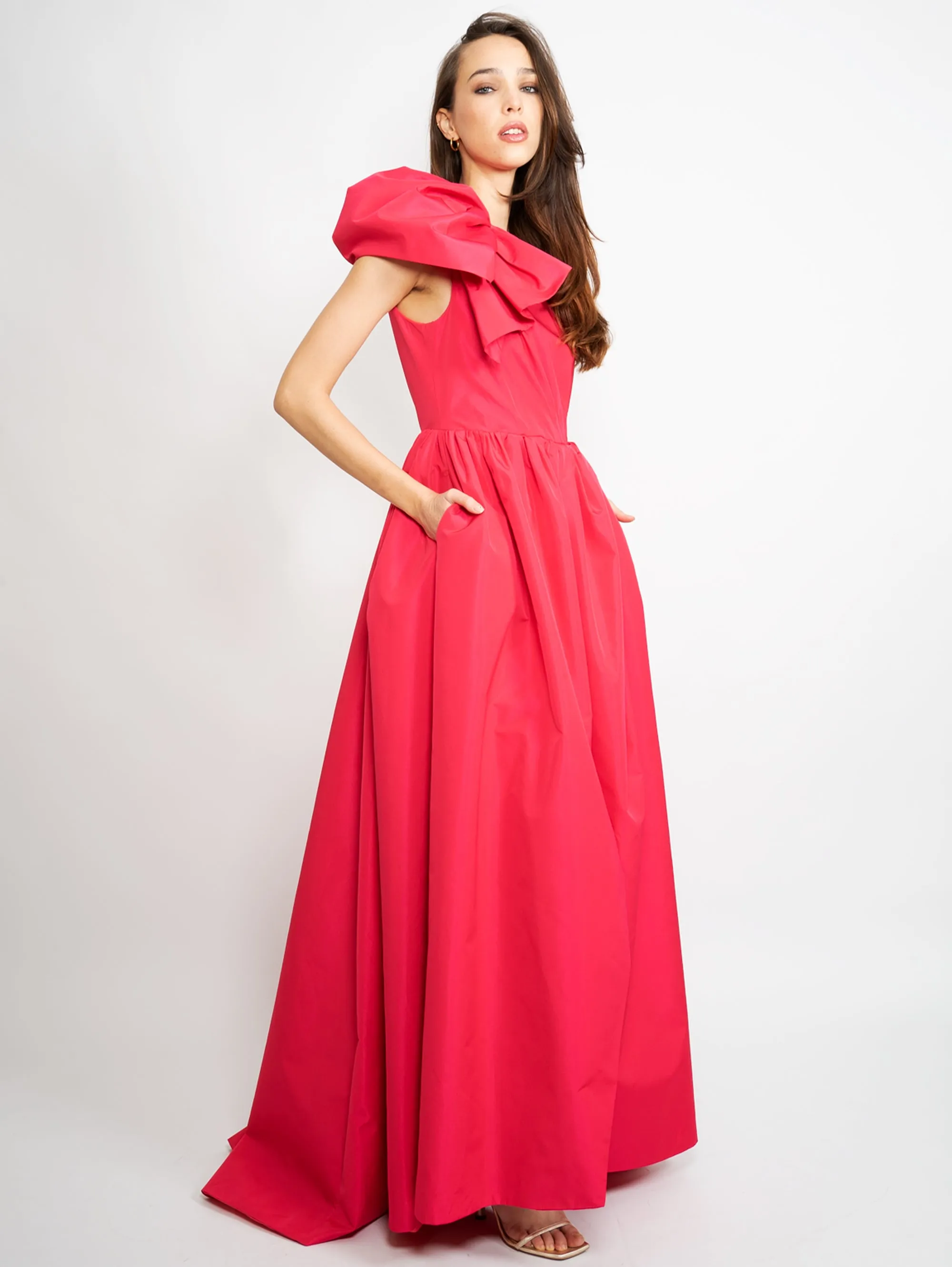 Long Dress in Red Taffeta