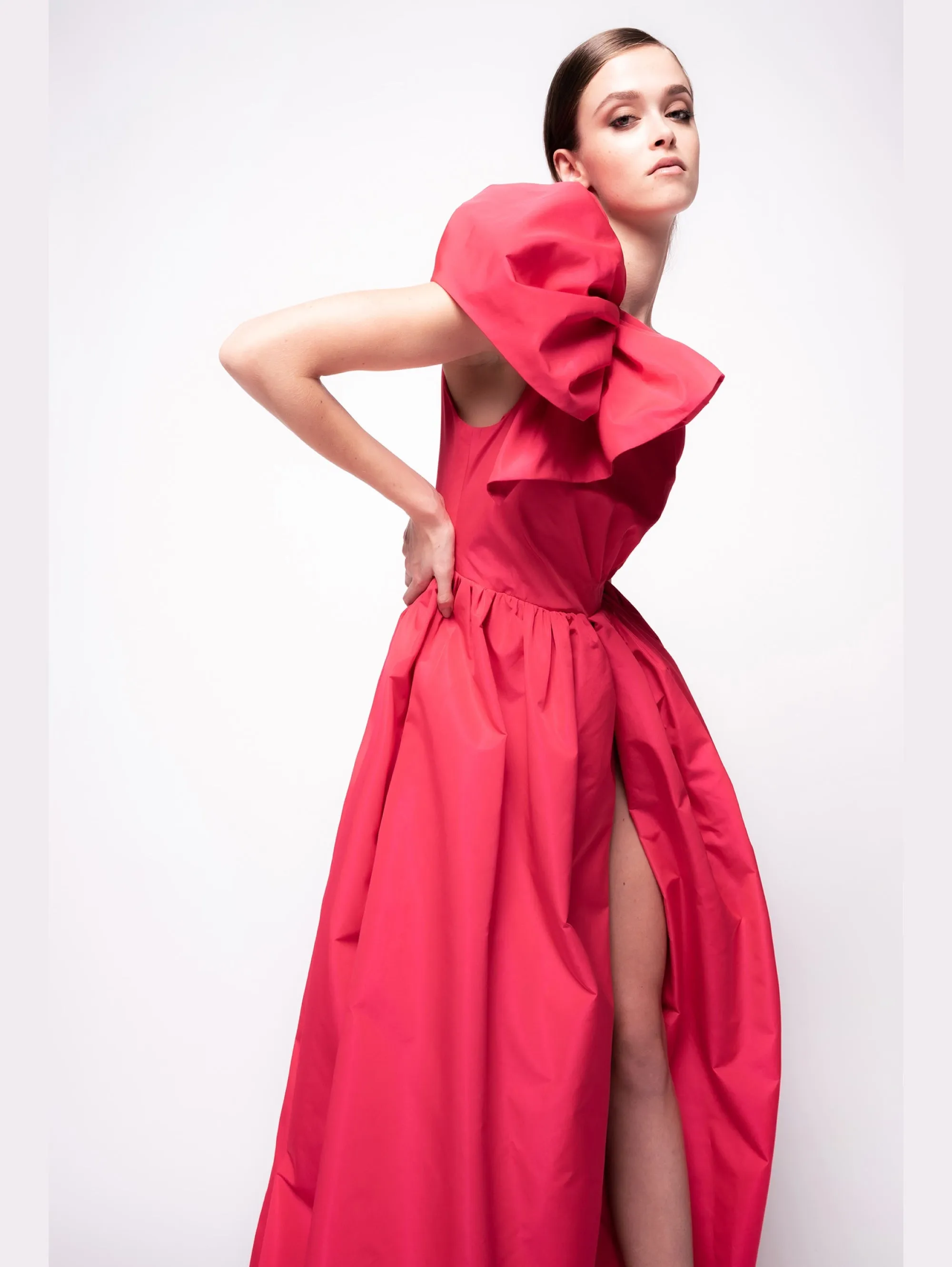 Long Dress in Red Taffeta