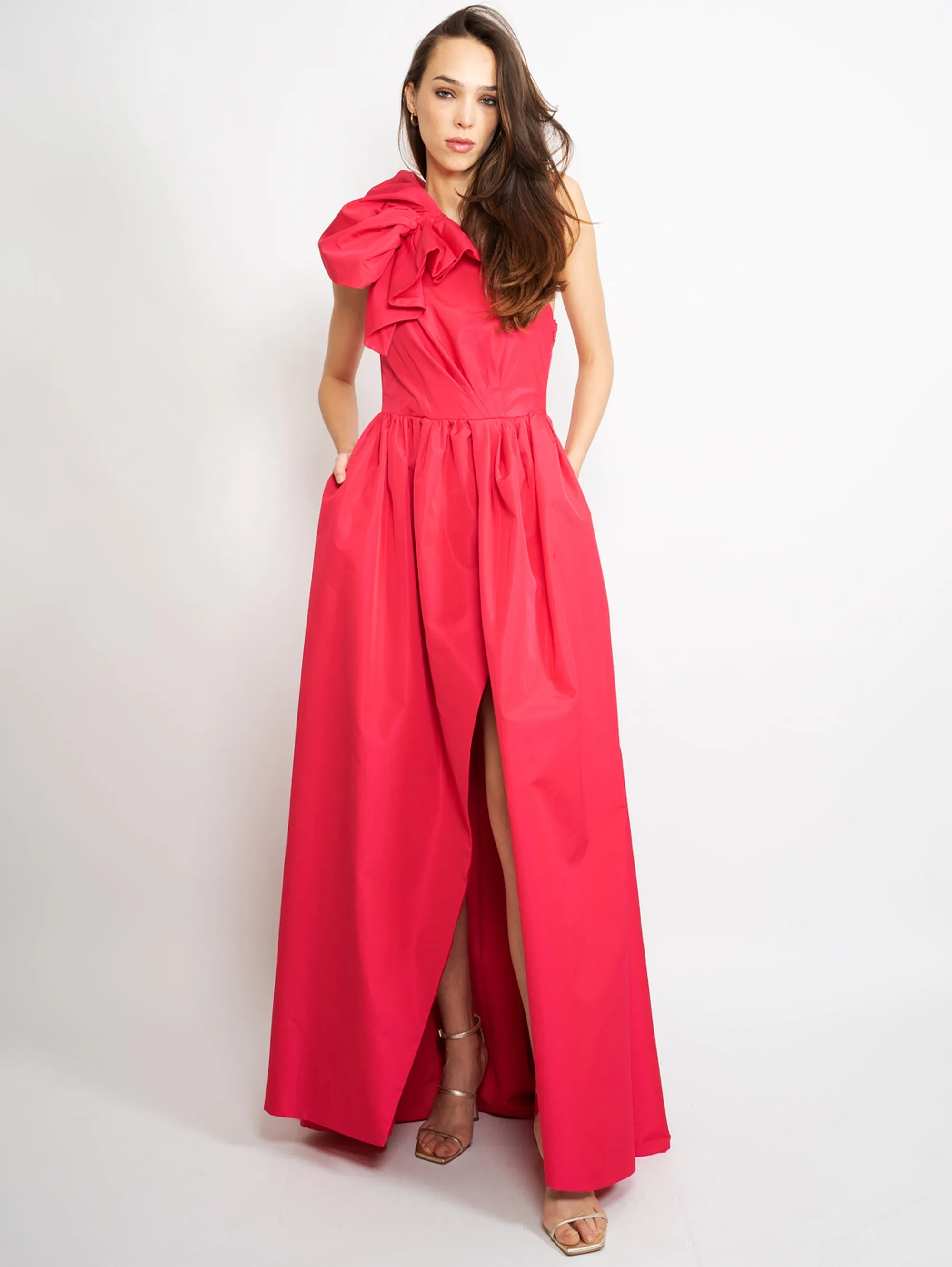 Long Dress in Red Taffeta