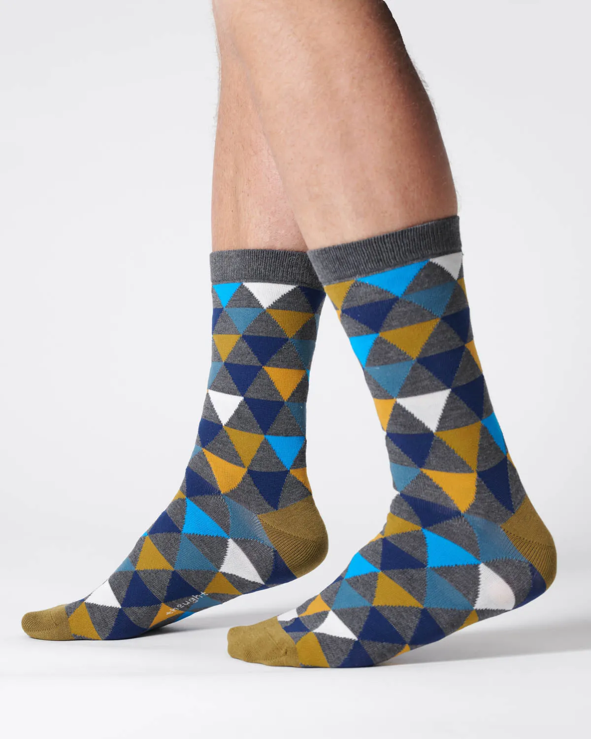 Mens Geo Triangle Bamboo Socks - Dark Grey Marl