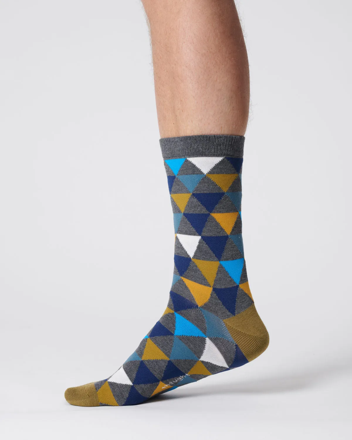 Mens Geo Triangle Bamboo Socks - Dark Grey Marl