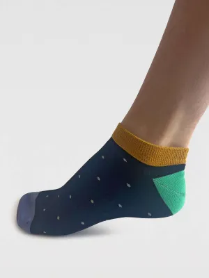 Mens Griffin Pattern Organic Cotton Trainer Socks - Navy