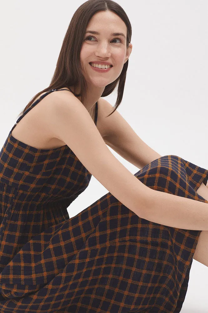 Nice Things Garden Check Navy Dress