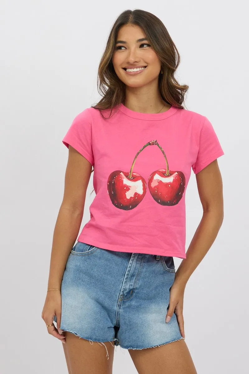 Pink Graphic Tee Short Sleeve