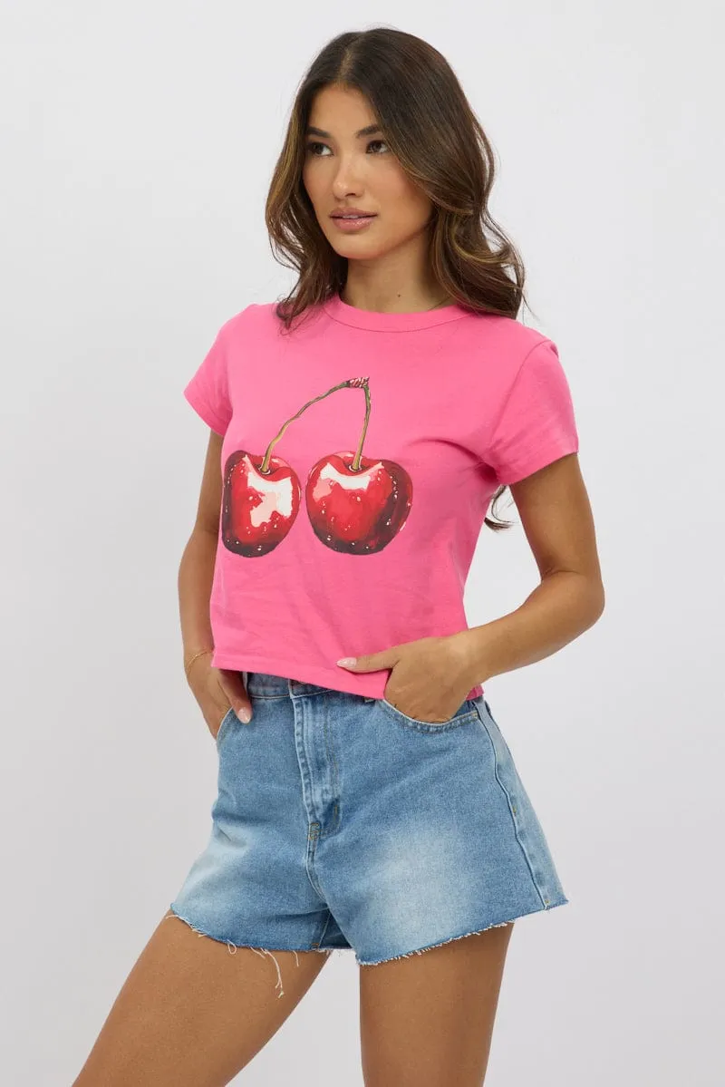 Pink Graphic Tee Short Sleeve