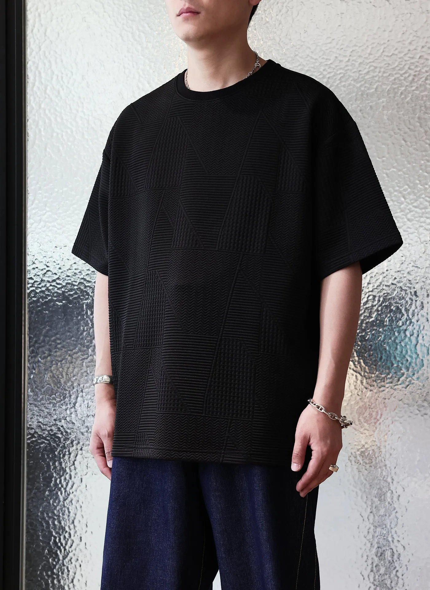 Polyester Spandex Jacquard Oversized Tee