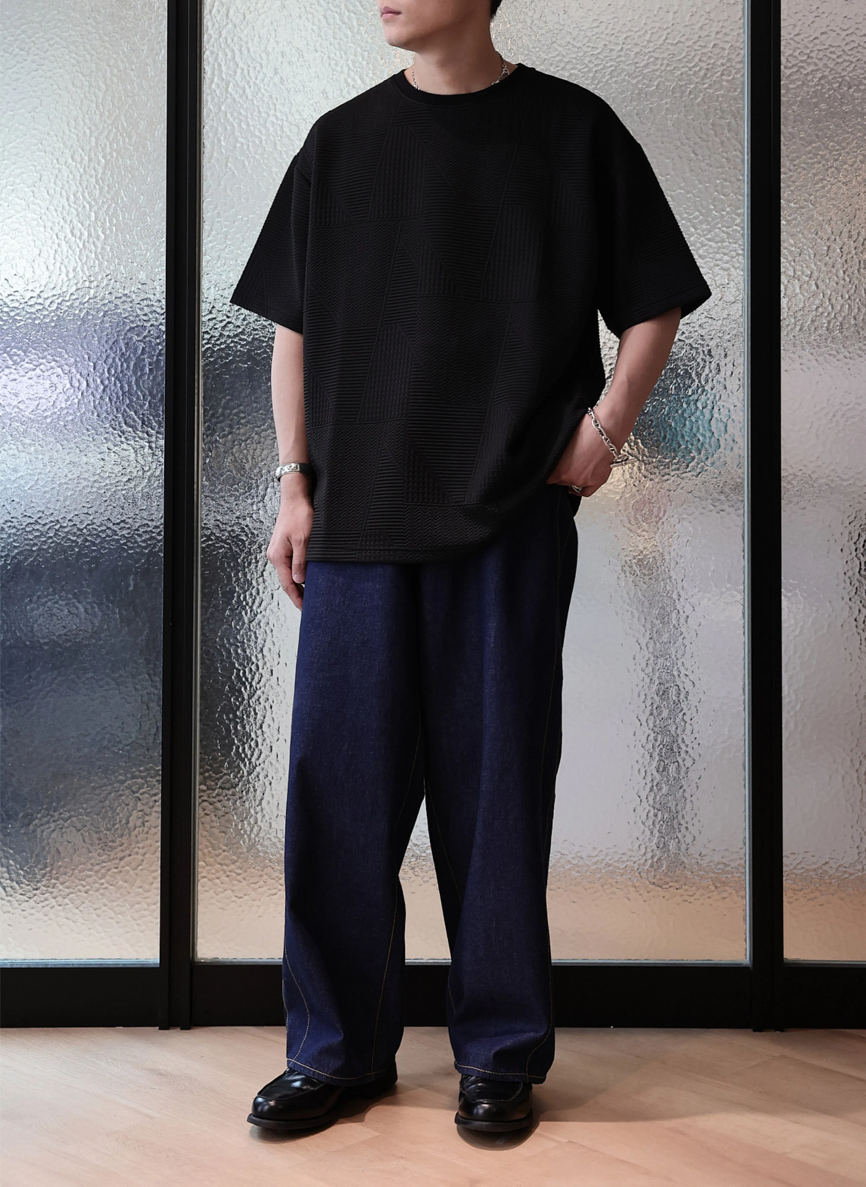 Polyester Spandex Jacquard Oversized Tee