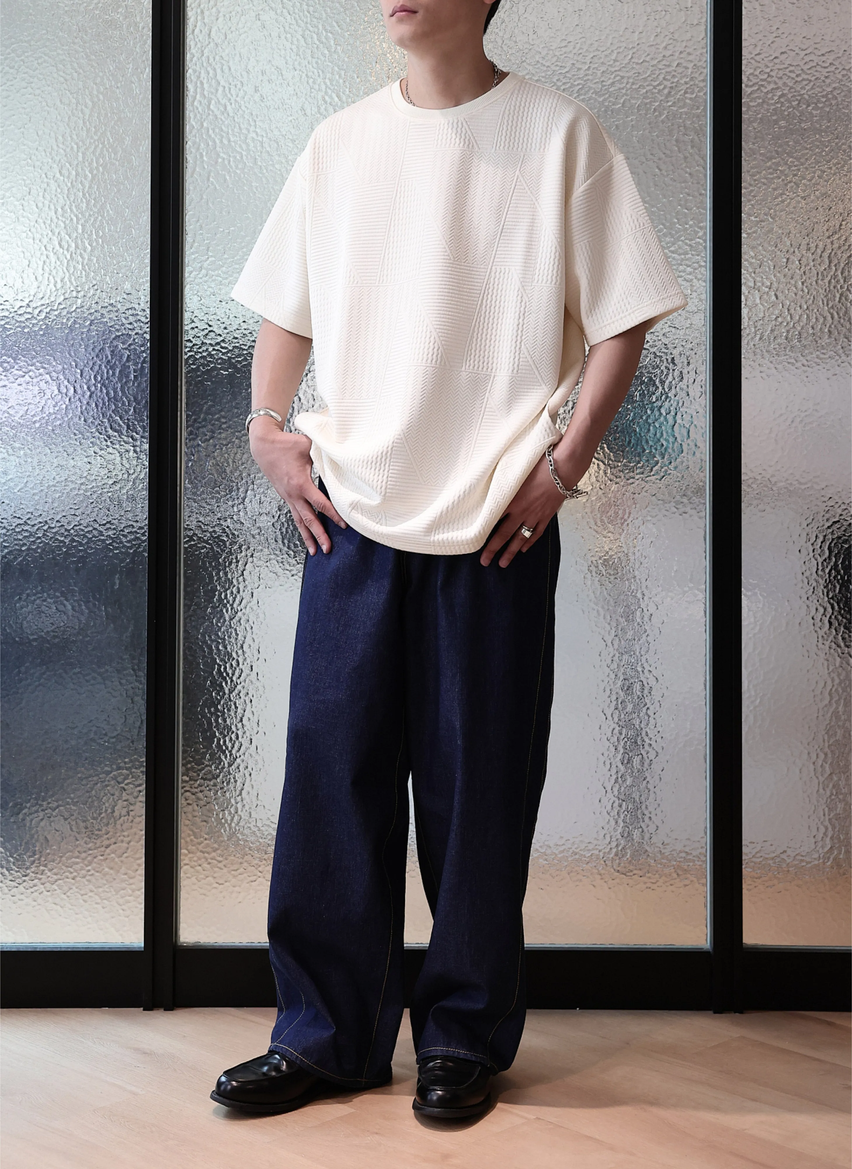 Polyester Spandex Jacquard Oversized Tee
