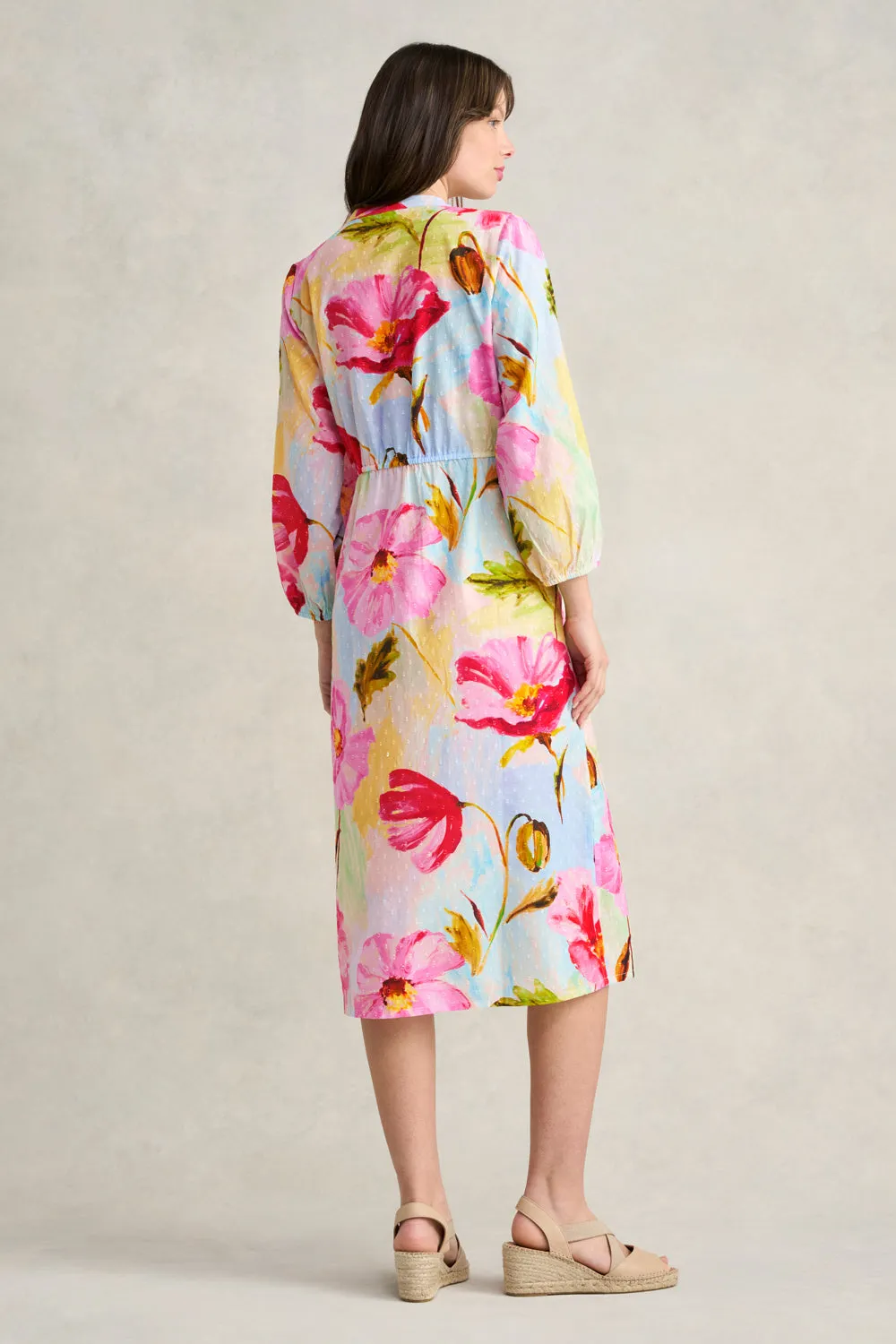 Printed Cotton Shirt Dress - Painterly Meadow
