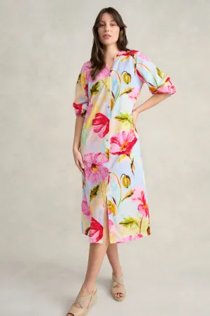 Printed Cotton Shirt Dress - Painterly Meadow