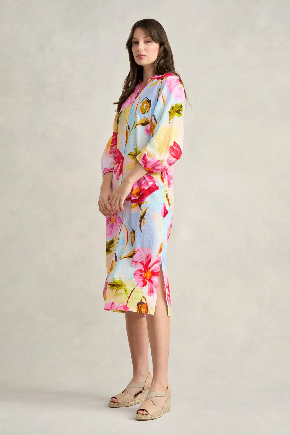 Printed Cotton Shirt Dress - Painterly Meadow
