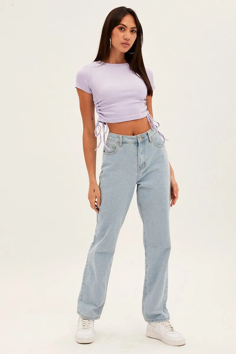 Purple T Shirt Short Sleeve Crew Neck