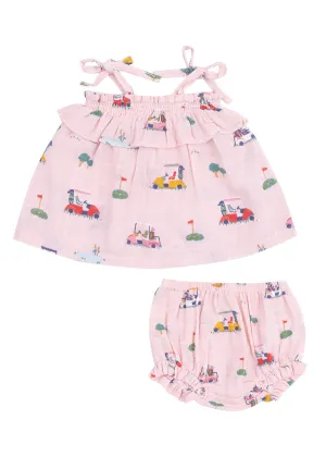 Ruffle Top & Bloomer Set - Pink Golf Cart Cuties