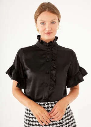 Sadie Top Black Satin