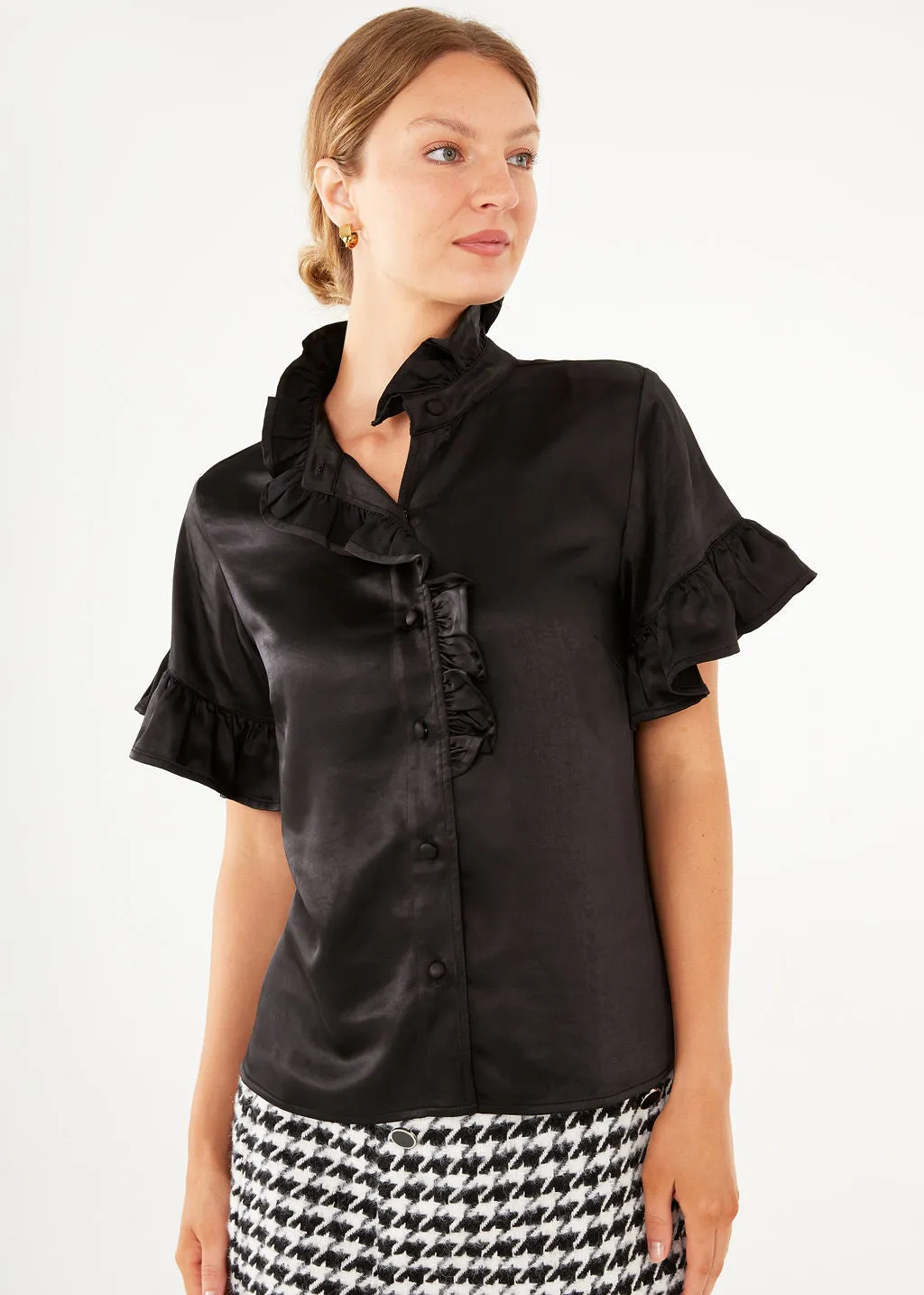 Sadie Top Black Satin