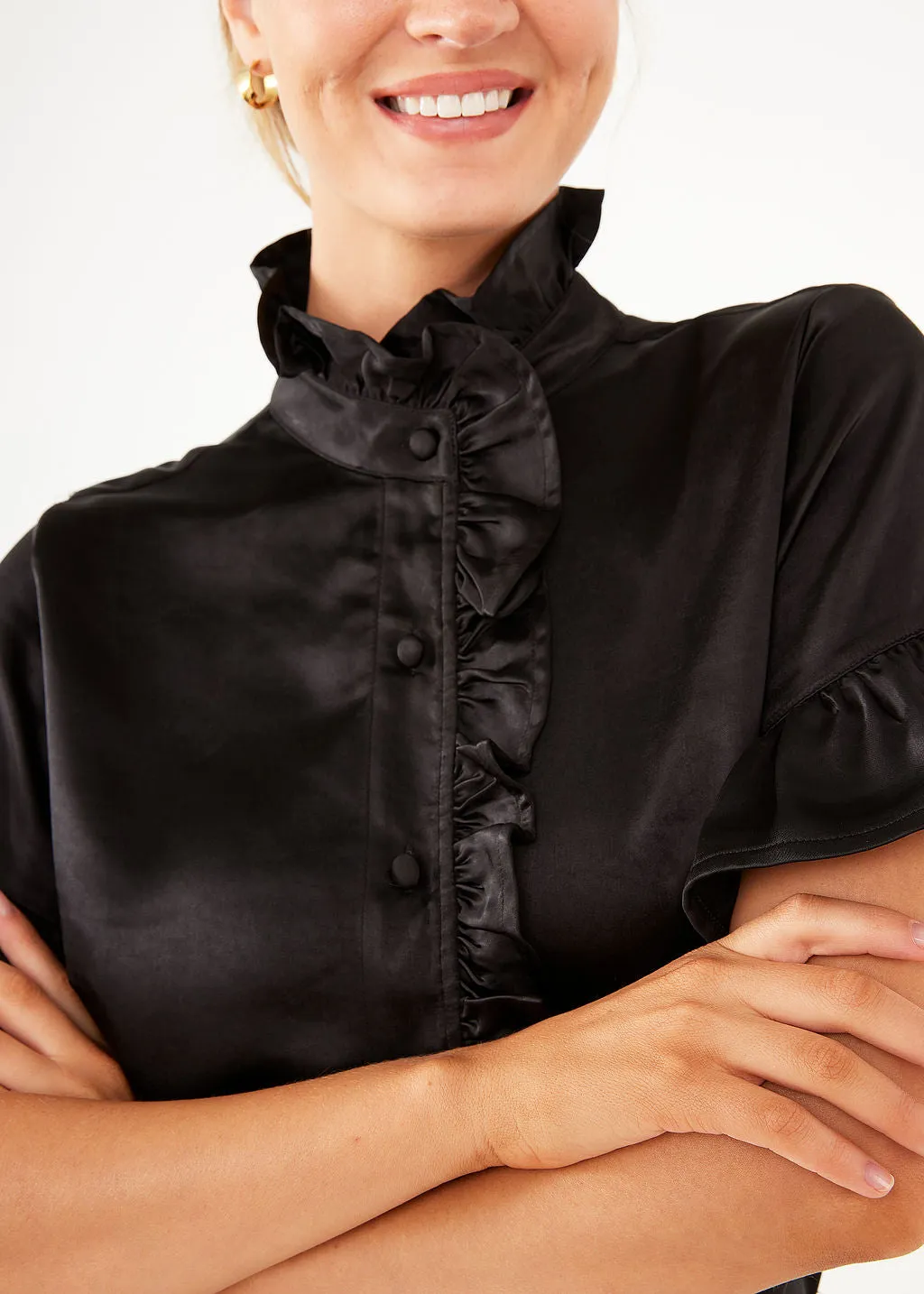 Sadie Top Black Satin