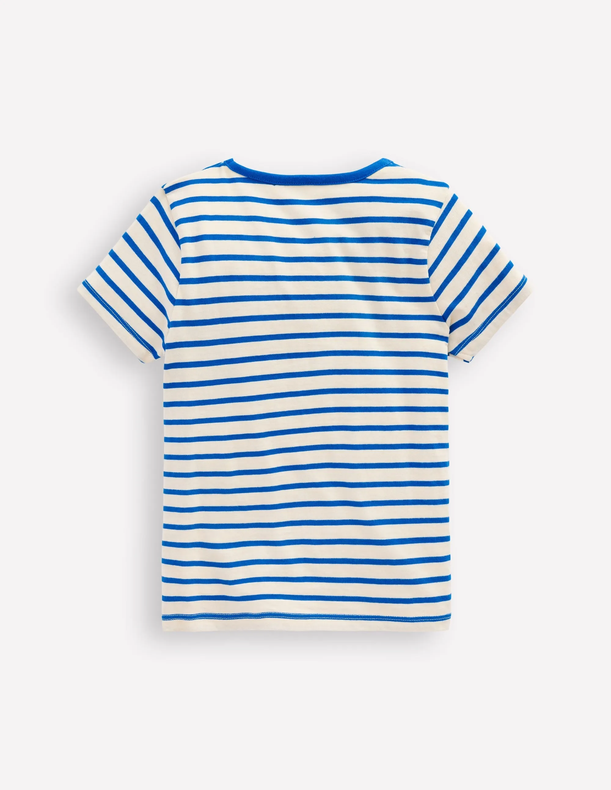 Short Sleeve Appliqué T-shirt-Peacock Plume Blue/Soft Ivory