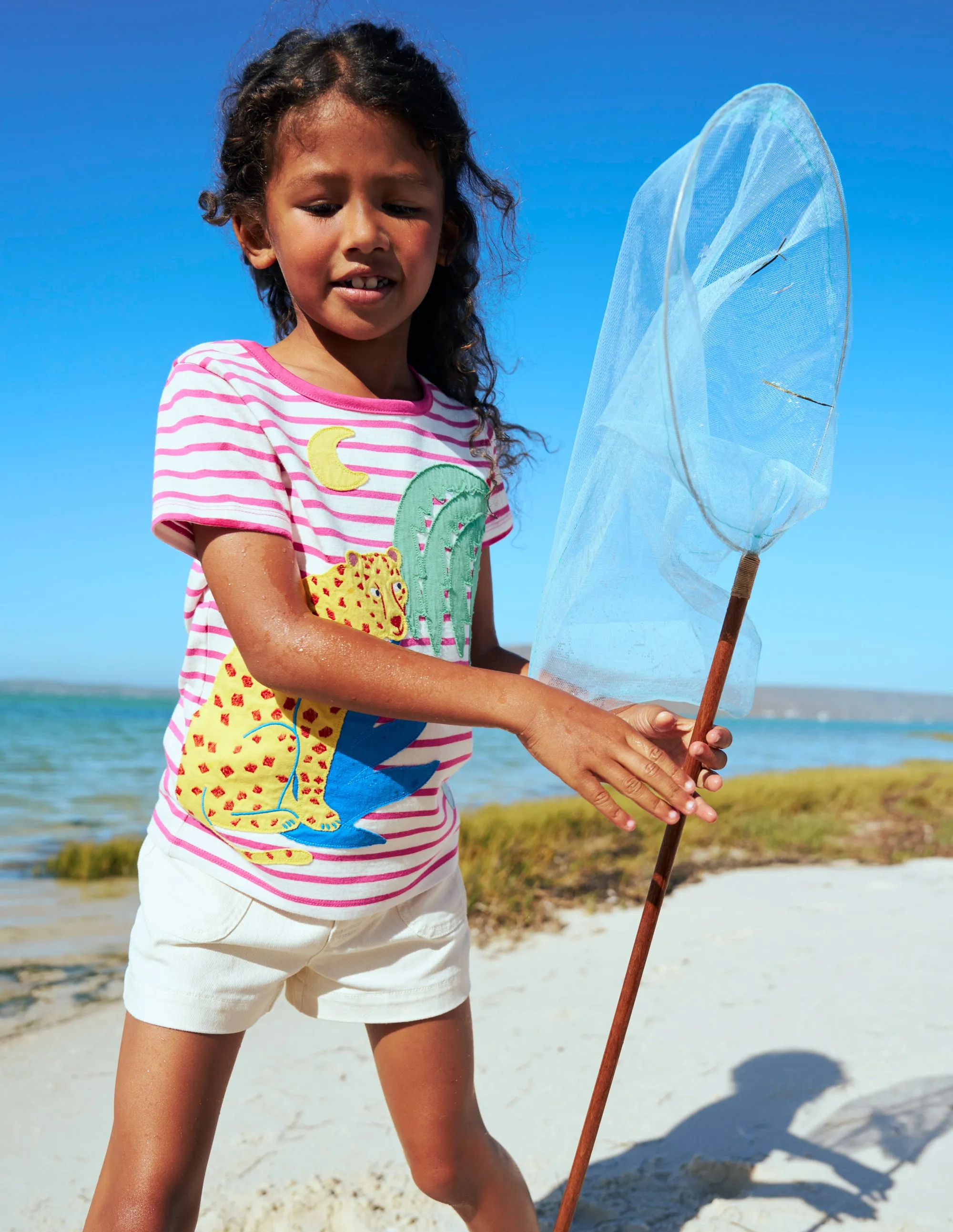 Short Sleeve Appliqué T-shirt-Rose Petal Pink Cheetah