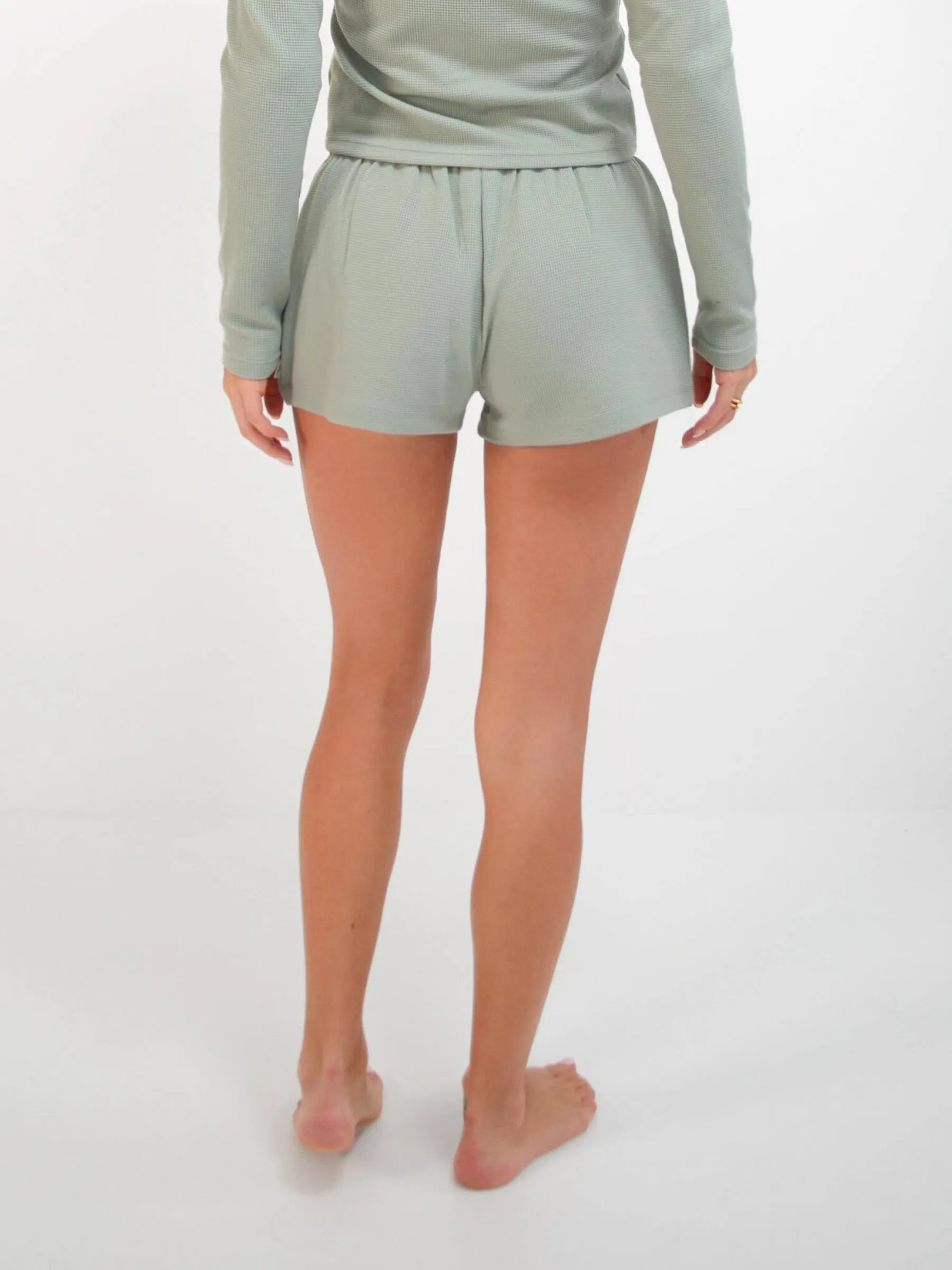 Soft Waffle Shorts - Sage Green