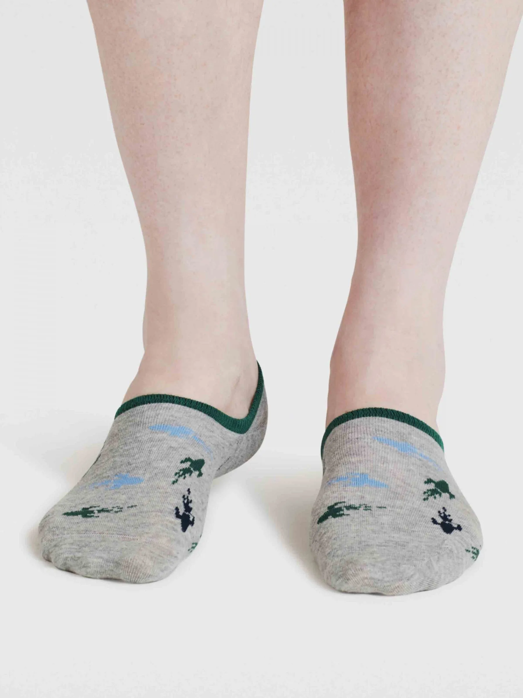 Space Rocket Organic Cotton No-Show Socks - Grey Marl