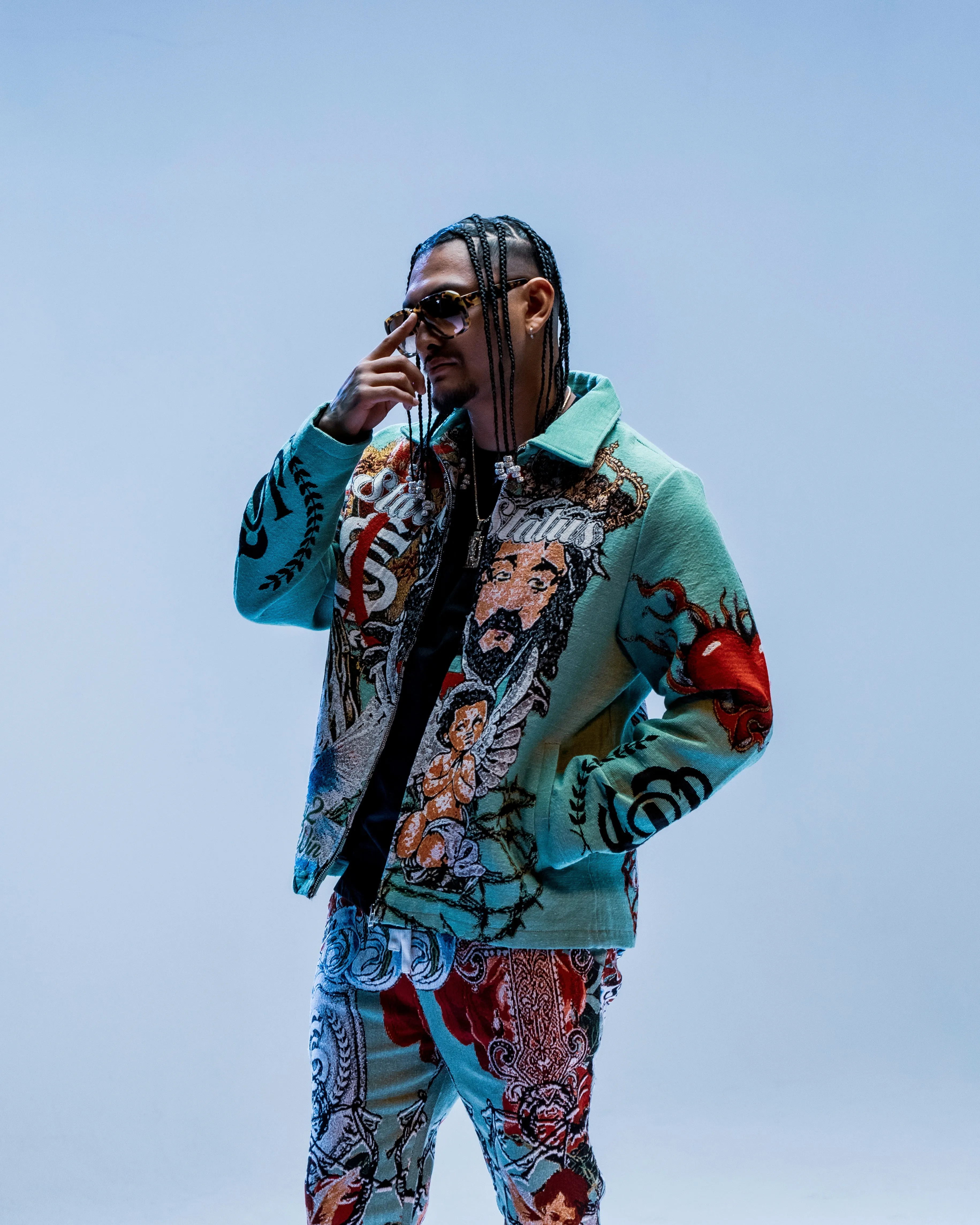 Star Status Jacket Sweatpants Set in Sea Blue