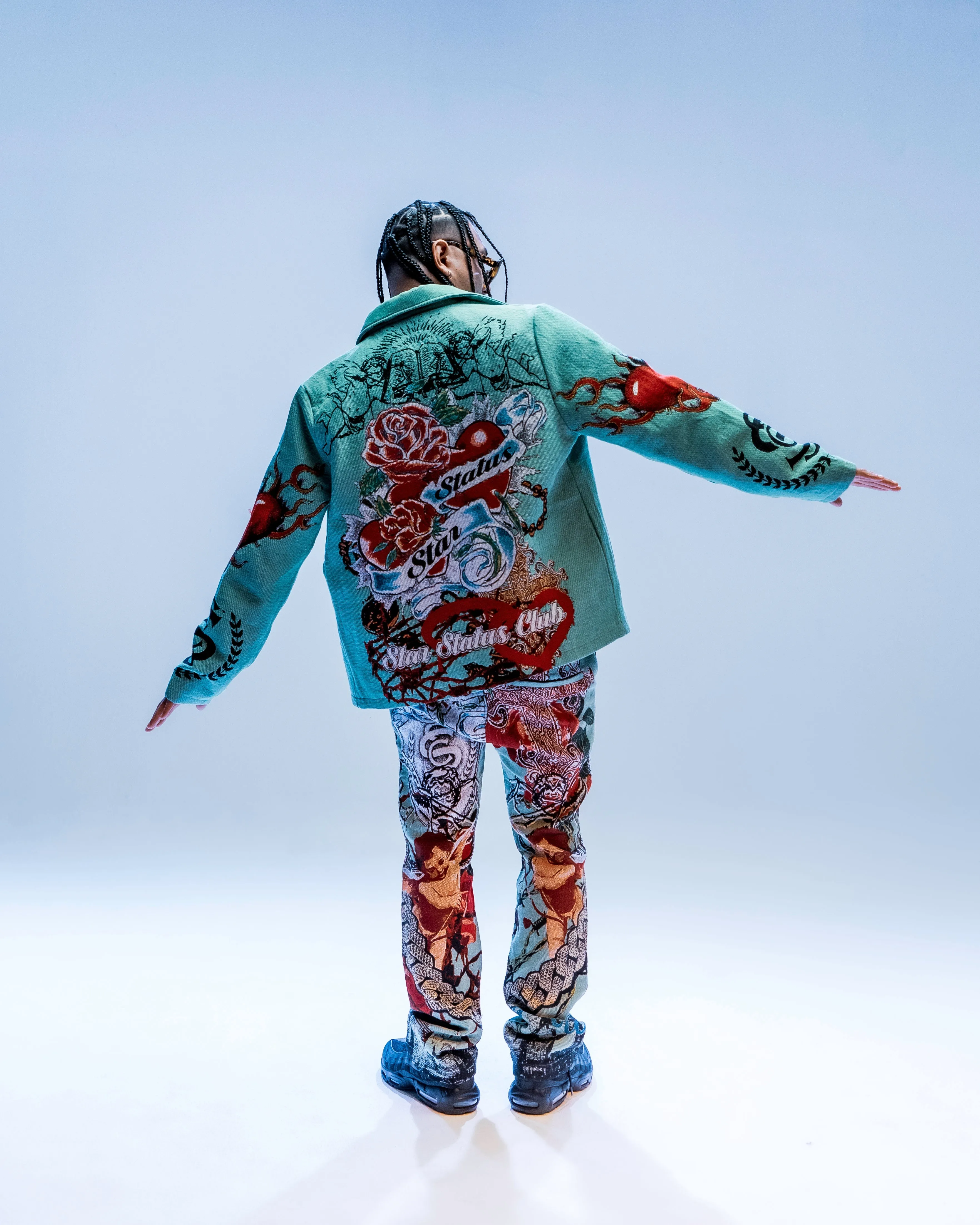 Star Status Jacket Sweatpants Set in Sea Blue