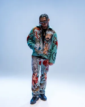 Star Status Jacket Sweatpants Set in Sea Blue