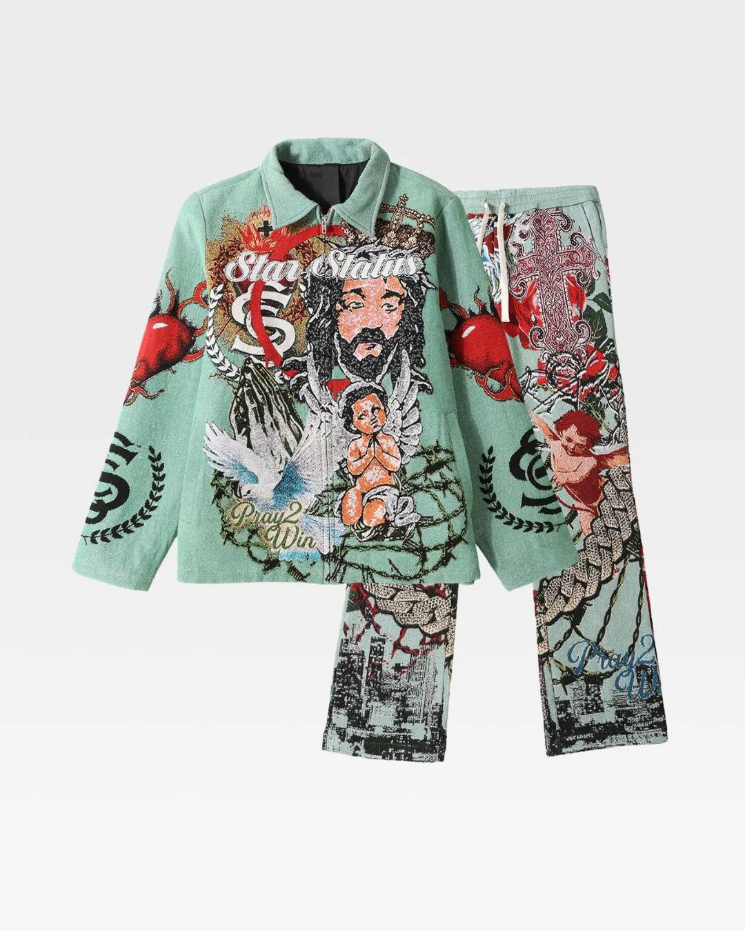 Star Status Jacket Sweatpants Set in Sea Blue